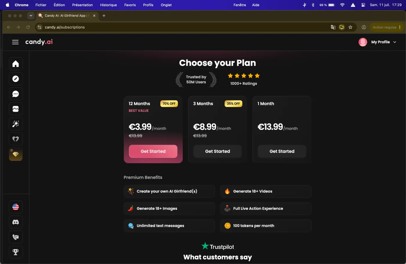 Candy.ai pricing plans