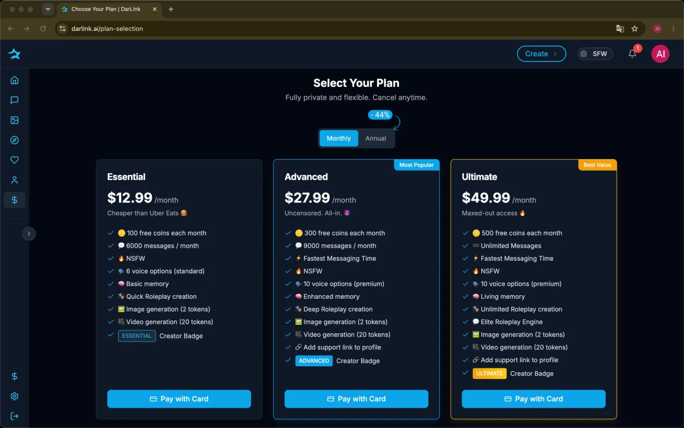 DarLink AI pricing plans
