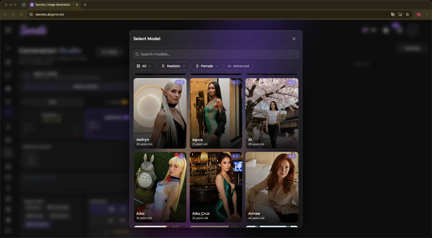 The Secrets.ai model library