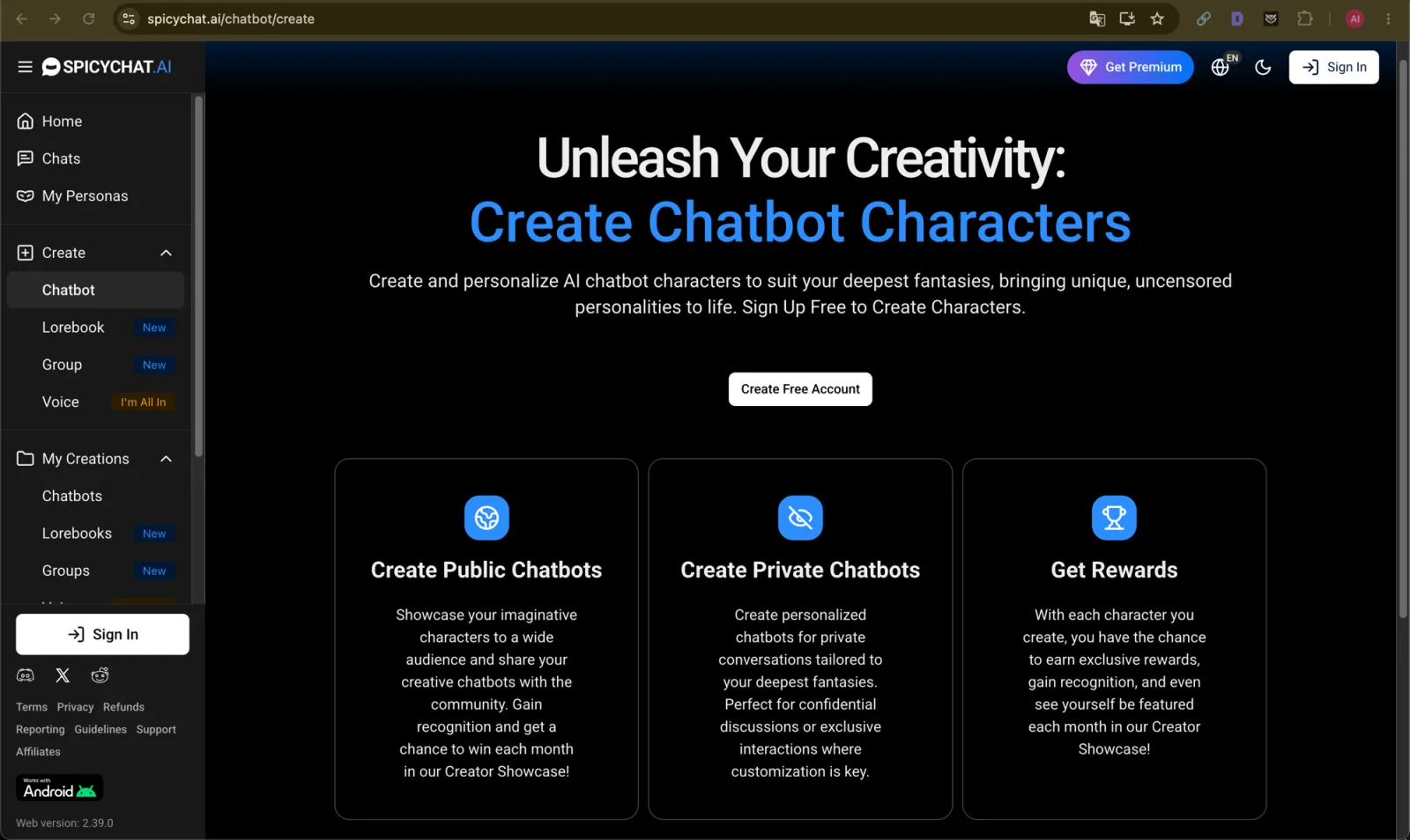Creating a chatbot character on SpicyChat AI