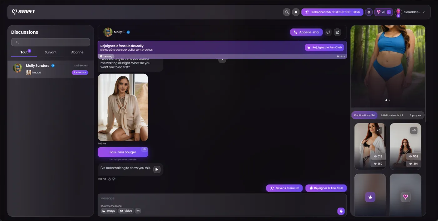 A Swipey AI chat with the call button